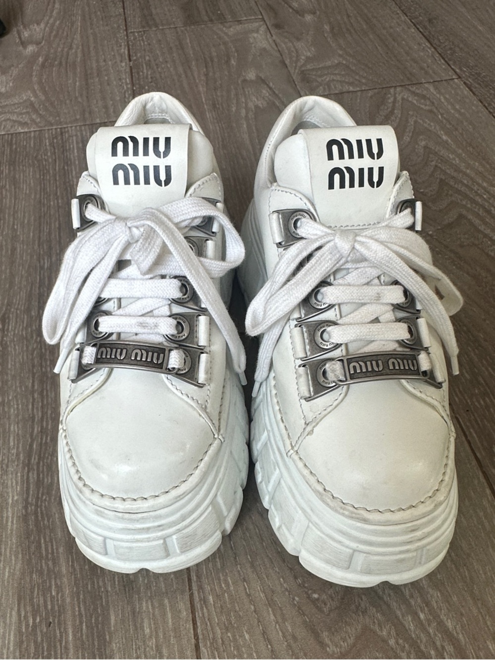 Miu Miu White Leather Sneakers - Women’s